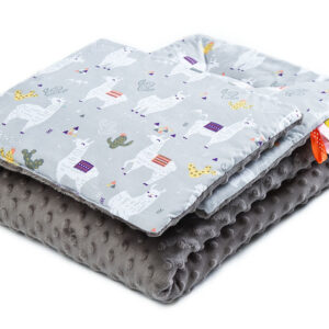 Sensillo Cradle Set and Trolley Pillow Quilt MINKY- LAMAS/GREY