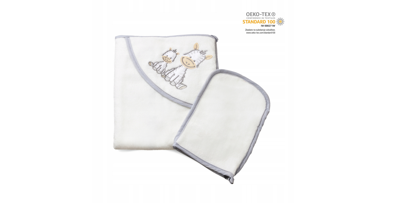 Maltex Baby Σετ μπάνιου – Βρεφική πετσέτα με κουκούλα, γάντι μπάνιου – Zebra 70×80 cm